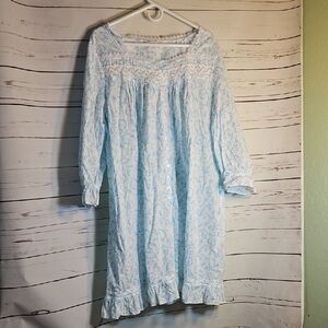 Eileen West Blue and White Lace Nightgown,XL